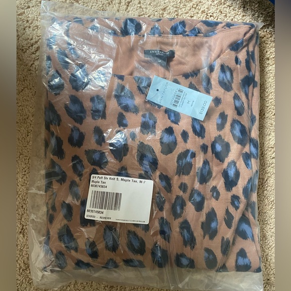 Ann Taylor Leopard Print Blue Shirt Dress NWT - Picture 3 of 3